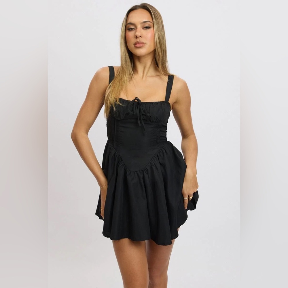 Poplin Corset Flare Mini Dress